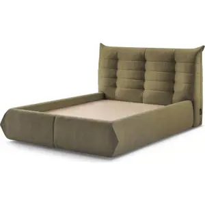 Produkt Tmavě zelená čalouněná dvoulůžková postel s úložným prostorem s roštem 180x200 cm Clothilde – Bobochic Paris
