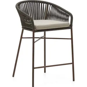 Produkt Zahradní barová židle se zeleným výpletem Kave Home Yanet, výška 85 cm