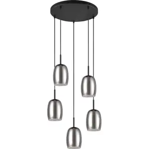 Závěsné svítidlo se skleněným stínidlem ø 48 cm v černo-stříbrné barvě Barret – Trio Select